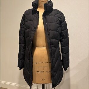 Black Binacl Puffer Jacket Coat Warm Classic Wardrobe Staple XS Fully Lined